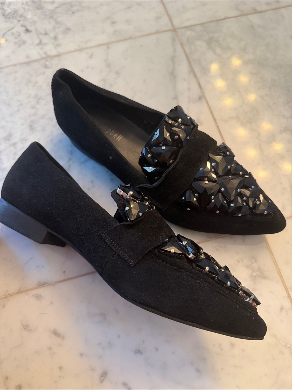 Jeffrey Campbell Black Jeweled Suede Loafers - Women's 8